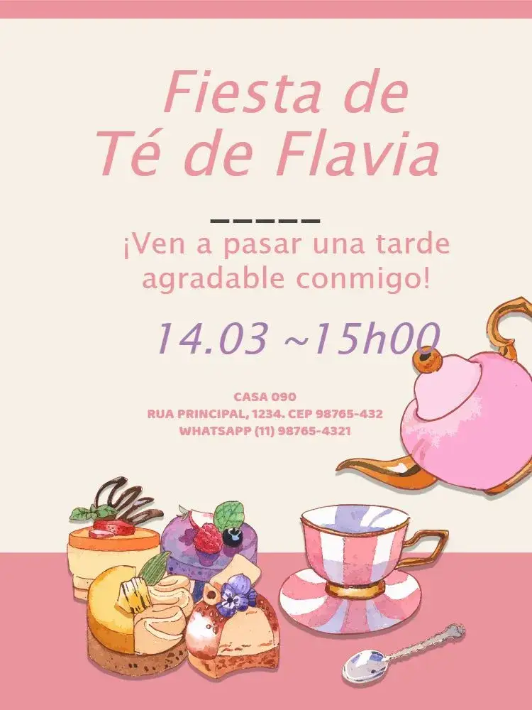 Invitación Fiesta Del Té Rosa Comida – tema Baby Shower rosa, lúdico, delicado, vintage, floral, moderno