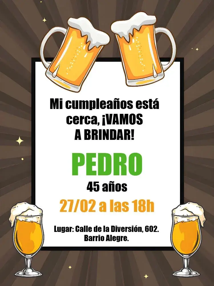 Invitación Bar Cerveza Masculino