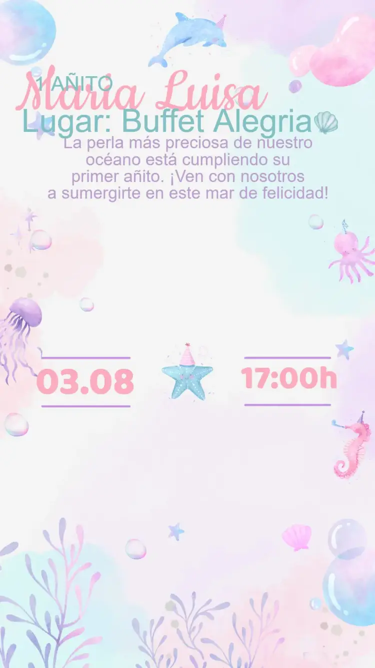 Invitación Cumpleaños Fondo del Mar