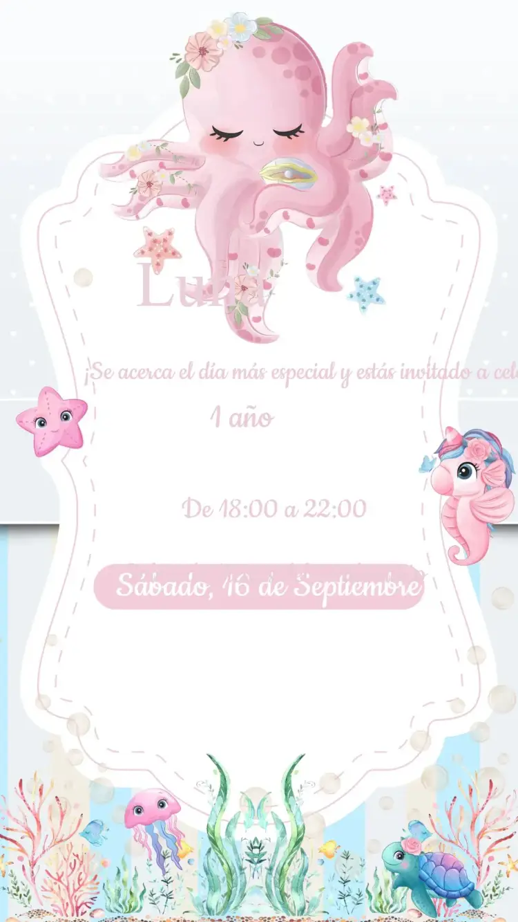 Invitación Cumpleaños Fondo del Mar