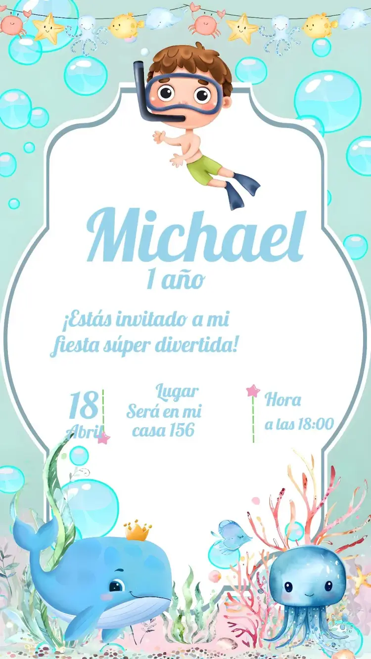 Invitación Fondo Del Mar Pulpo