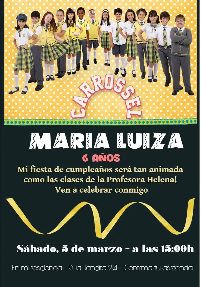 Invitación Carrousel Novela – tema Más buscados colorido, divertido, infantil, novela, temático, vibrante