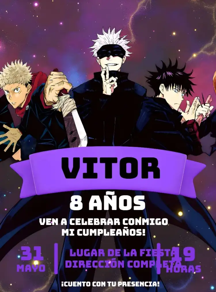 Invitación Jujutsu Kaisen Dibujo – tema Más buscados anime, mangá, moderno, colorido, japonés, ilustraciones artísticas
