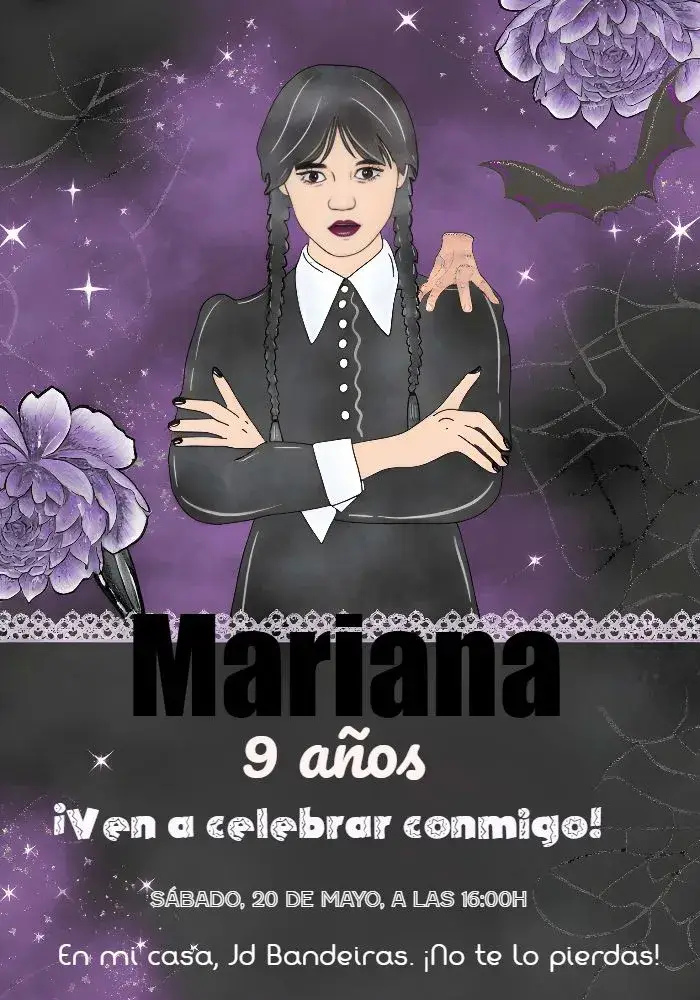 Invitación Wandinha Addams Editar