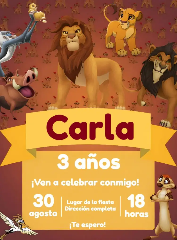 Invitación Rey León Pumba