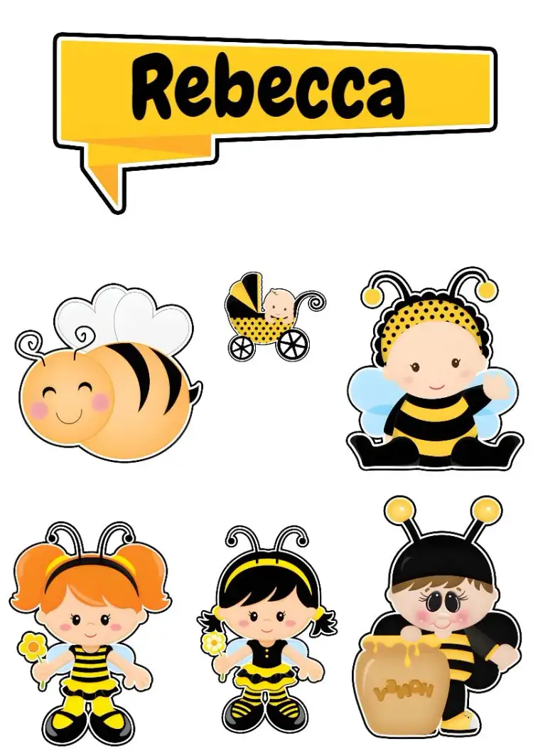 Invitación Topo De Pastel Abejita Abeja – tema Topper de torta colores vibrantes, estilo lúdico, elementos gráficos de abeja, diseño alegre, tema de naturaleza