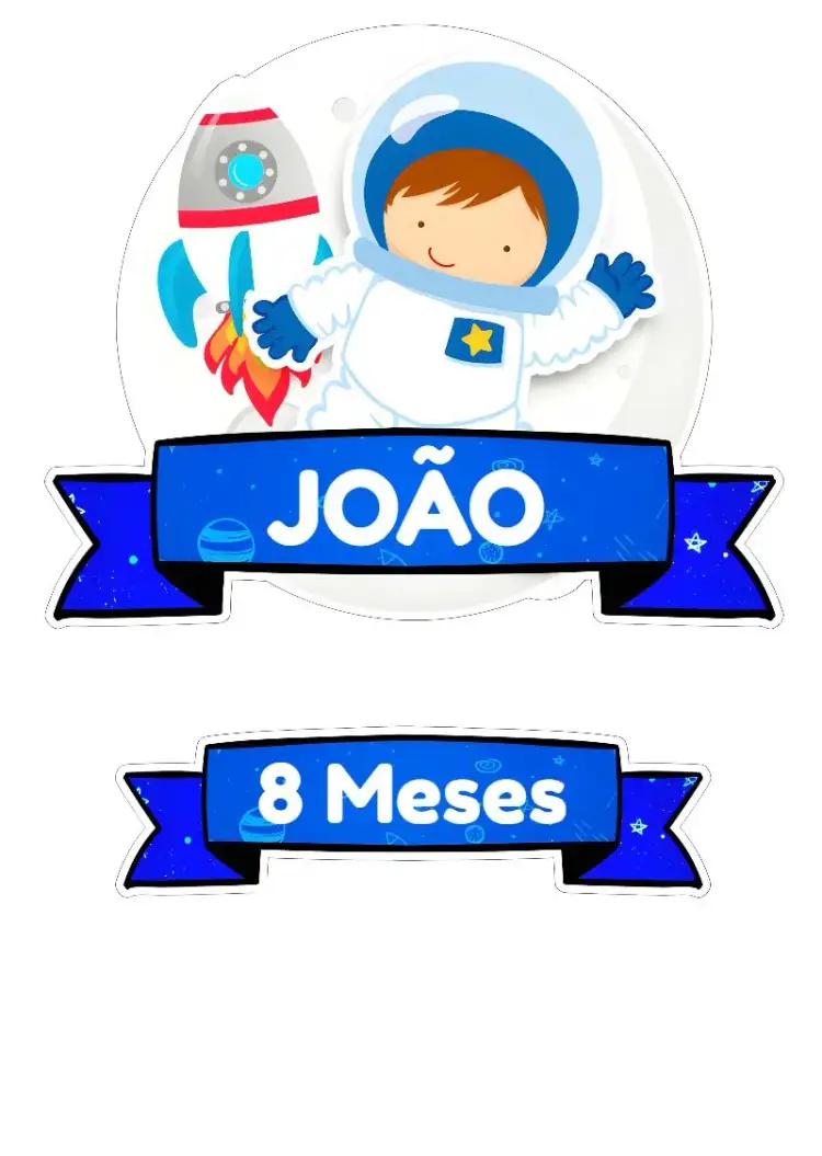 Invitación Topo De Pastel Astronauta Blanco – tema Topper de torta espacial, divertido, moderno, colorido, infantil