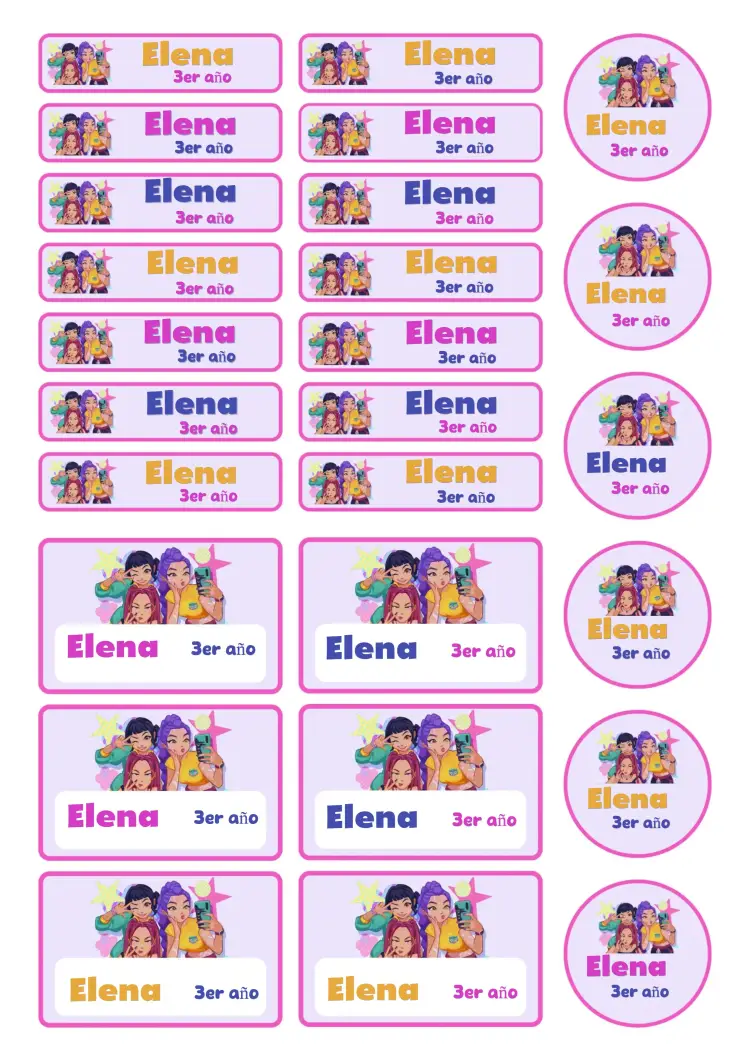 Invitación Etiqueta escolar Guerreras del Kpop película