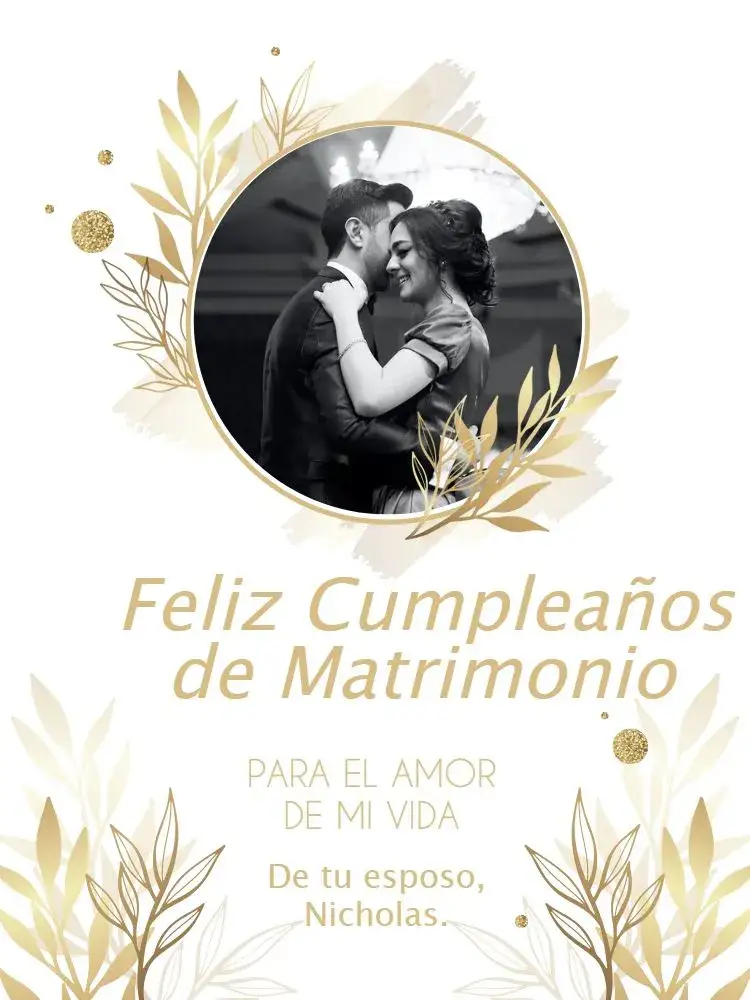 Invitación Tarjeta De Celebración de Boda Para Whatsapp Claro – tema Tarjeta floral, delicado, dorado, claro, moderno, romántico