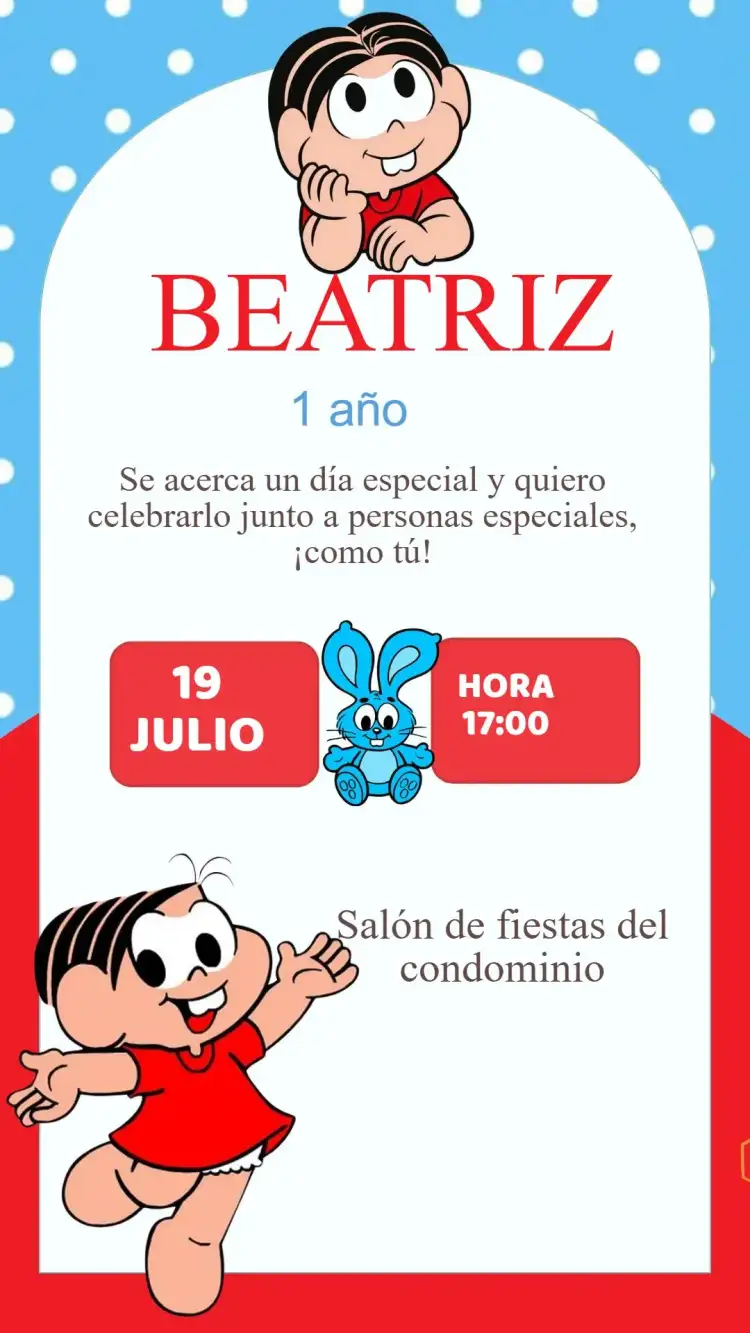 Invitación Cumpleaños Mónica - Turma da Mônica