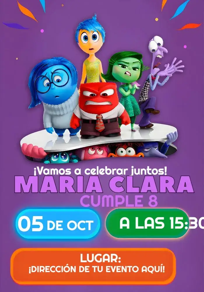 Invitación Divertida Mente 2 Divertidamente