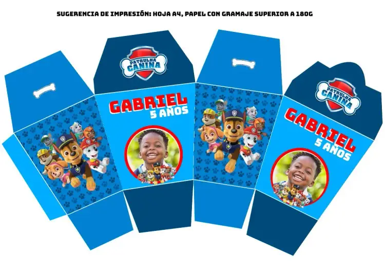 Invitación Caja Sushi Patrulla Canina Azul