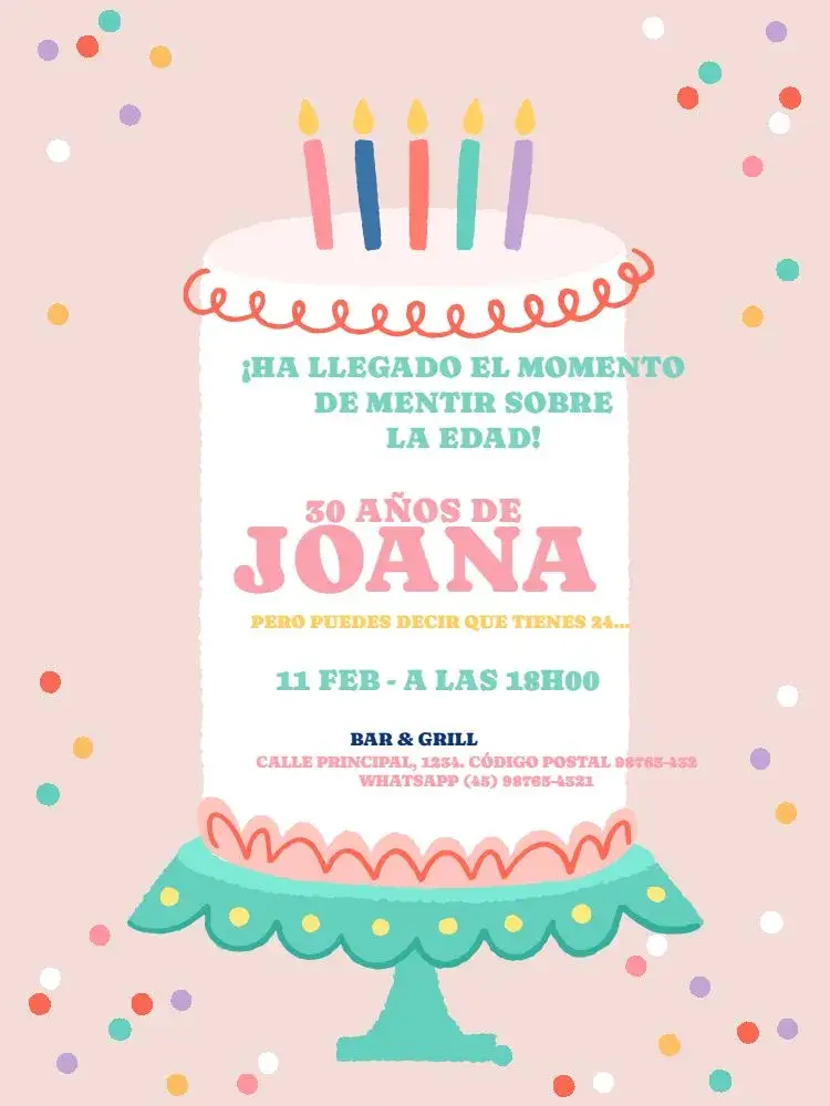 Invitación Divertida Celebración Rosa