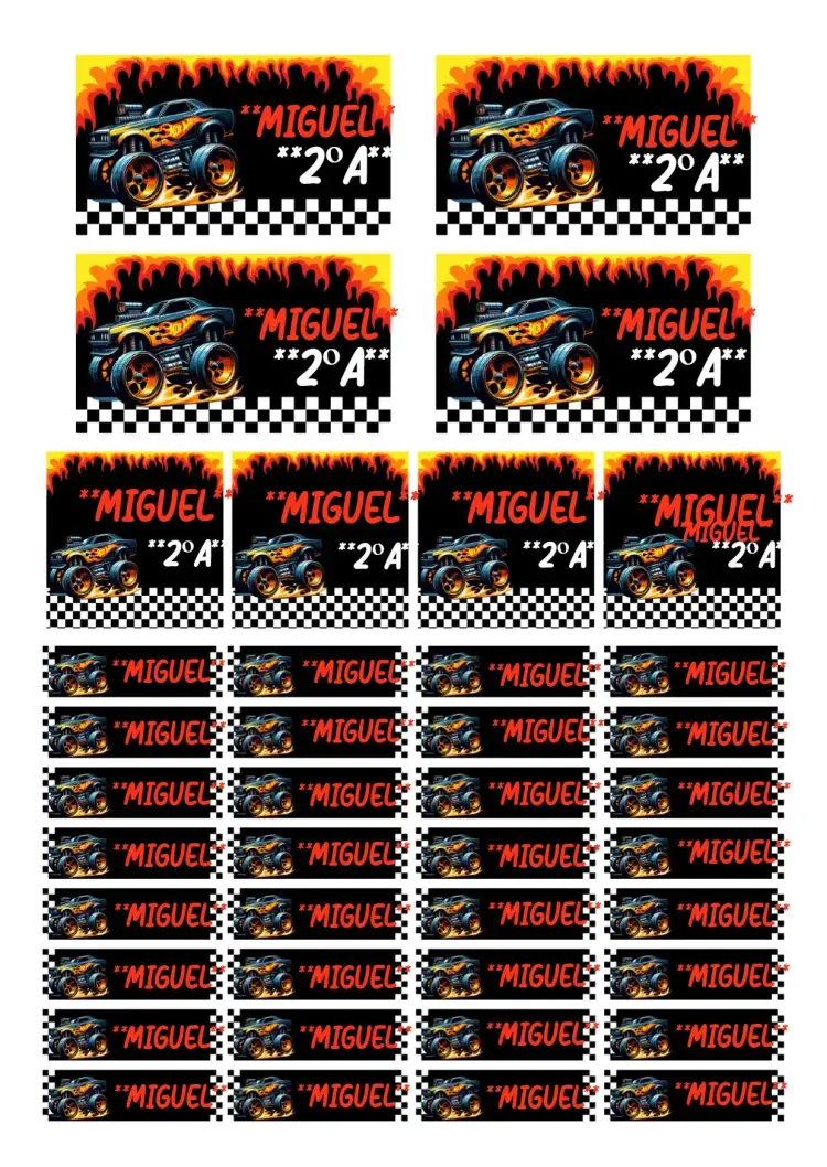 Invitación Etiqueta escolar Hot Wheels