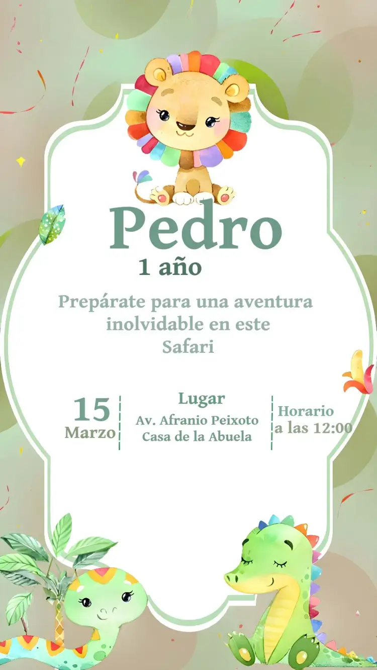 Invitación Safari Hojas