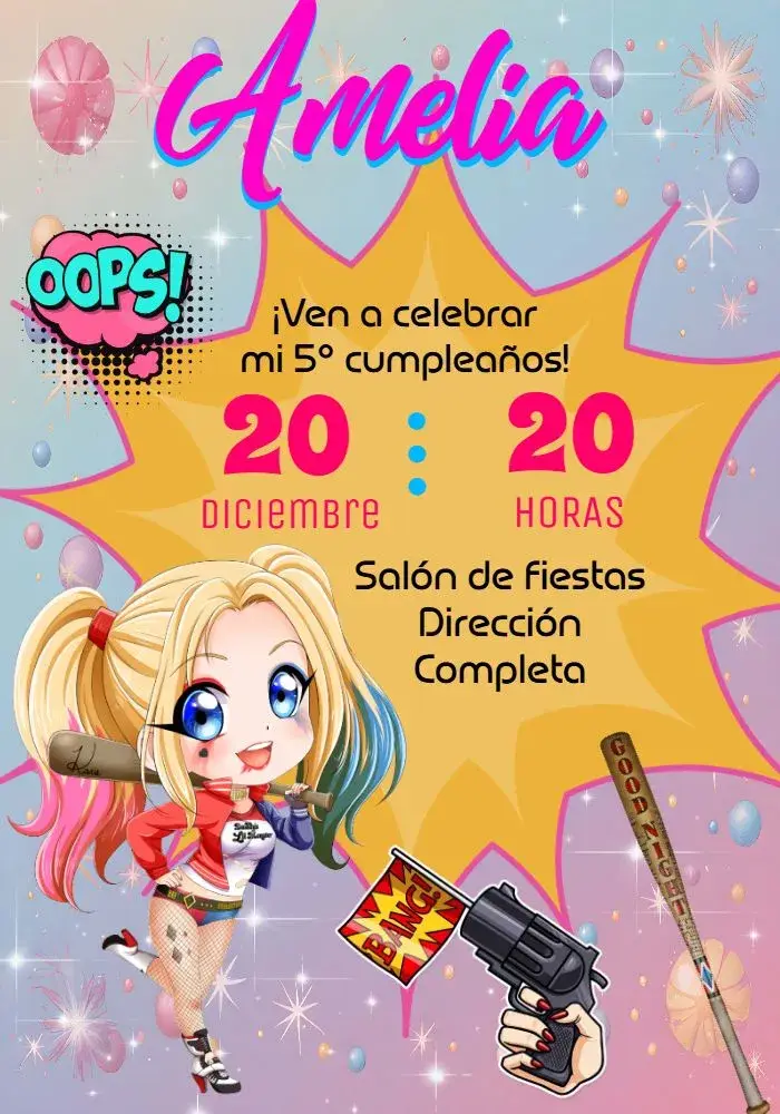 Invitación Arlequina Rosa