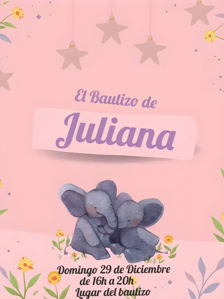 Invitación Batismo Tema Elefantito