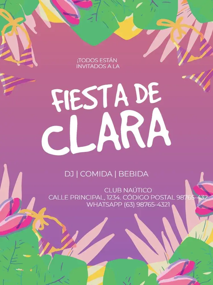 Invitación Fiesta Adulto Luau Morado