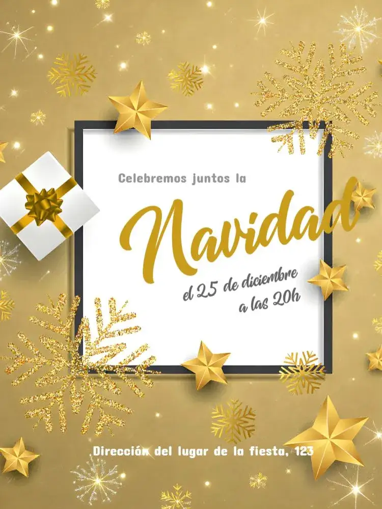 Invitación Navidad Año – tema Fechas Conmemorativas dorado, rojo, verde, vintage, moderno, navideño