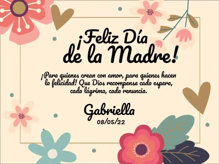 Tarjeta Día De Las Madres Dorada