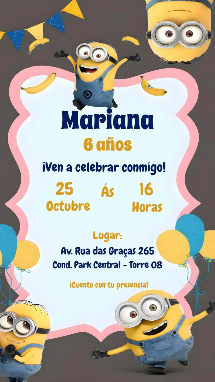 Invitación Los Minions Malvado – tema Más buscados divertido, colorido, infantil, temático, animado, brincalhão