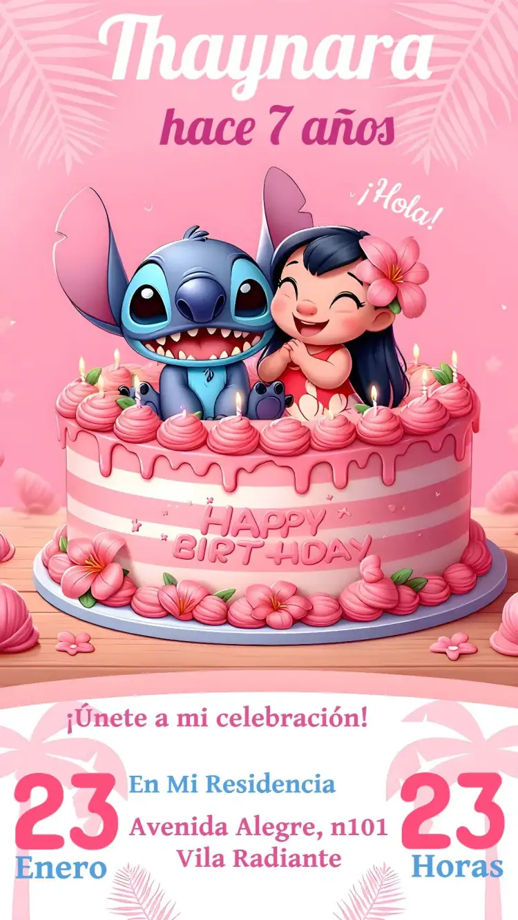 Invitación Lilo Y Stitch Niña – tema Más buscados colores vibrantes, estilo divertido, elementos gráficos de Disney, tema tropical, diseño lúdico, inspirado en películas