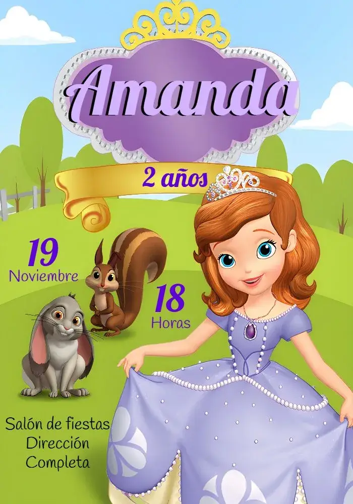 Invitación Princesa Sofía Morado
