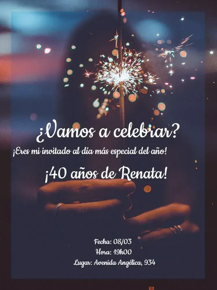 Invitación Fiesta Anillo – tema Cumpleaños dorado, brillante, moderno, colorido, festivo