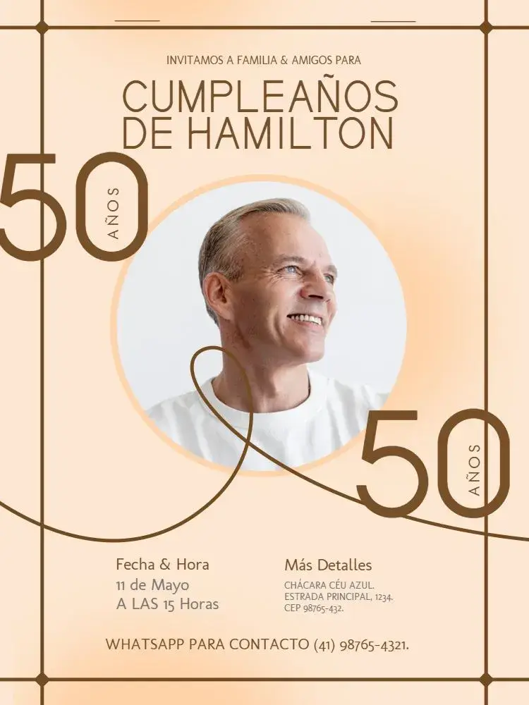 Invitación 50 Años Con Foto Marrón