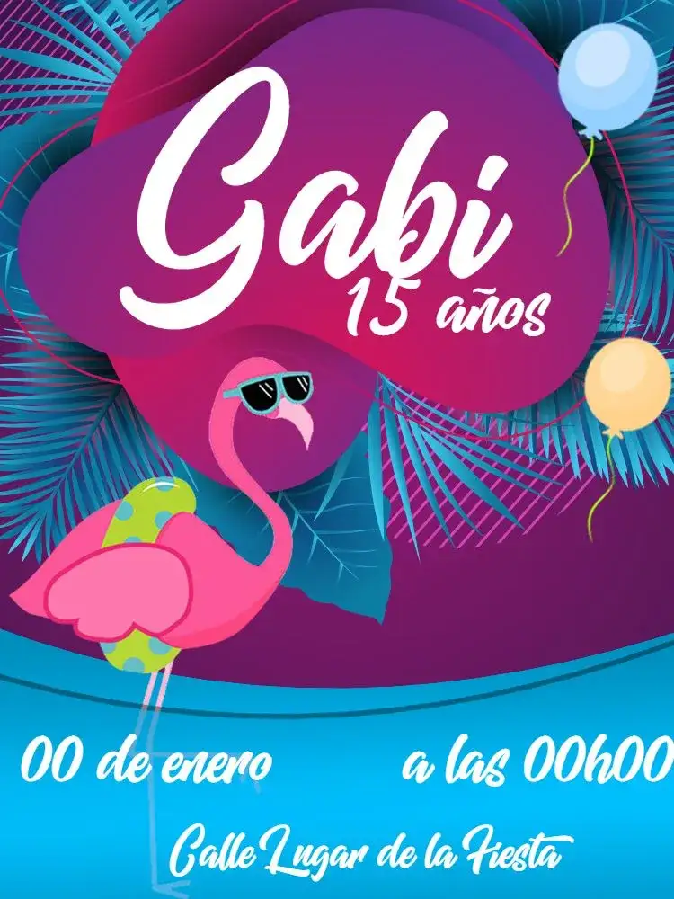 Invitación Celebración Flamenco – tema Cumpleaños tropical, moderno, delicado, femenino, veraniego