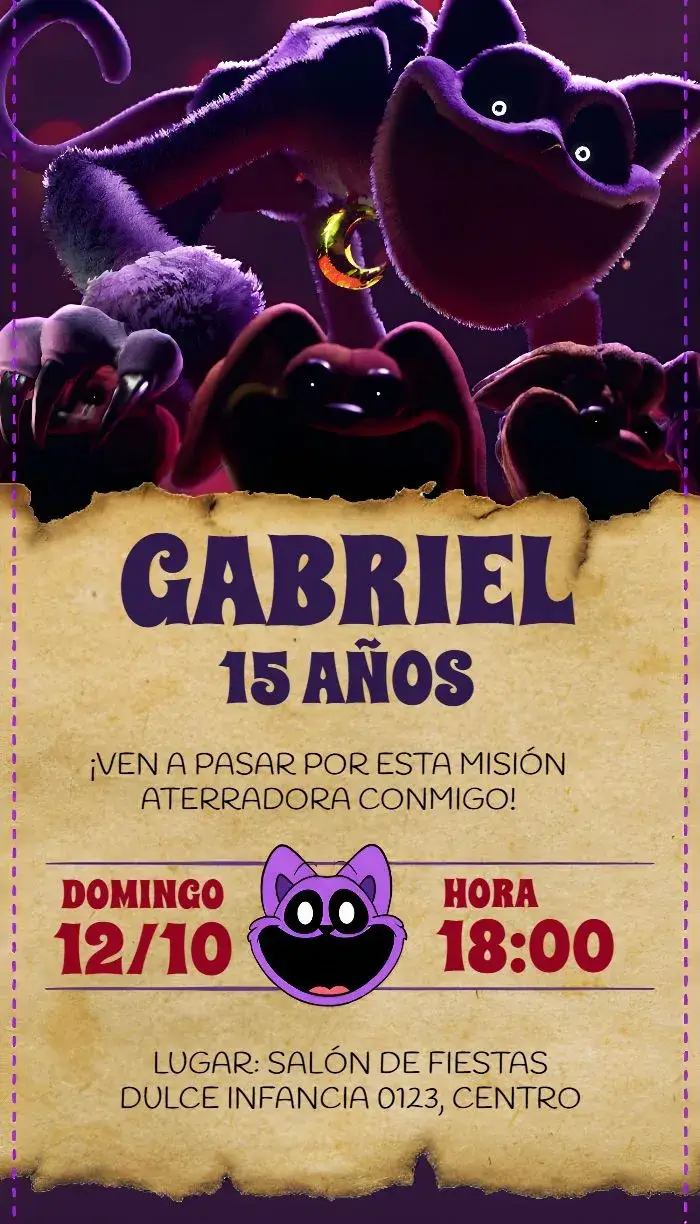 Invitación Poppy Play Time Terror