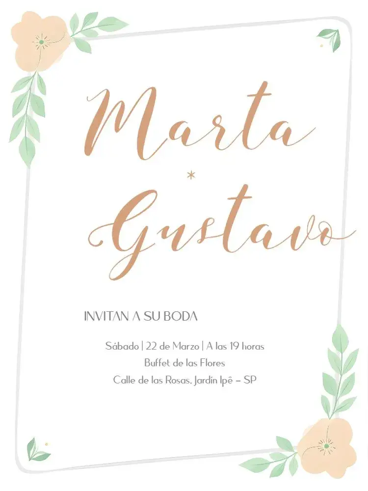 Invitación Boda Floral Delicada editable y personalizable