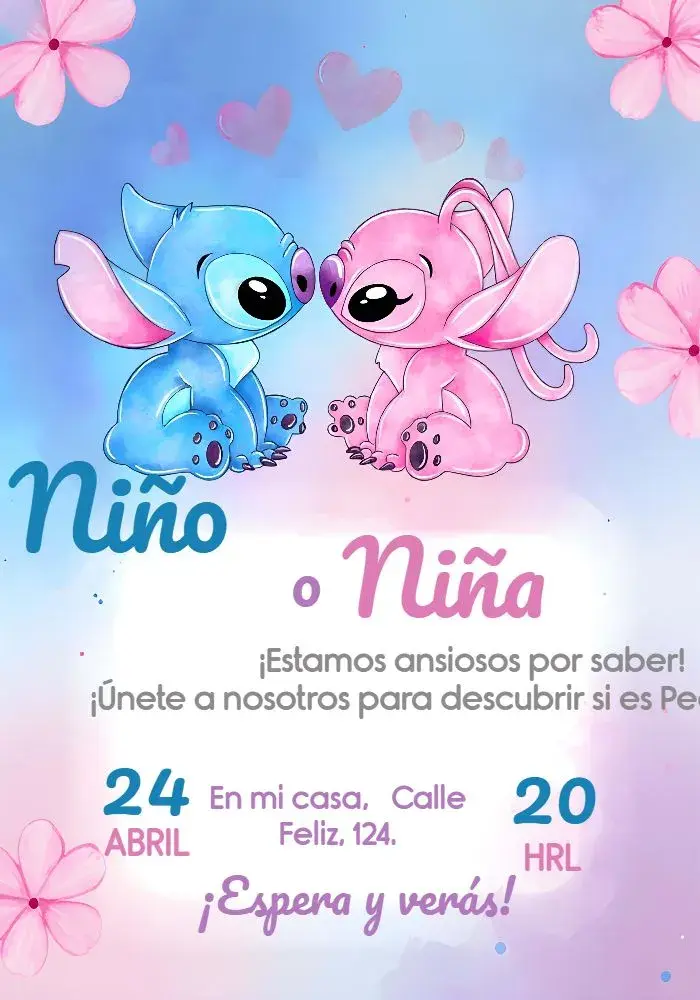 Invitaciones para revelación de género online