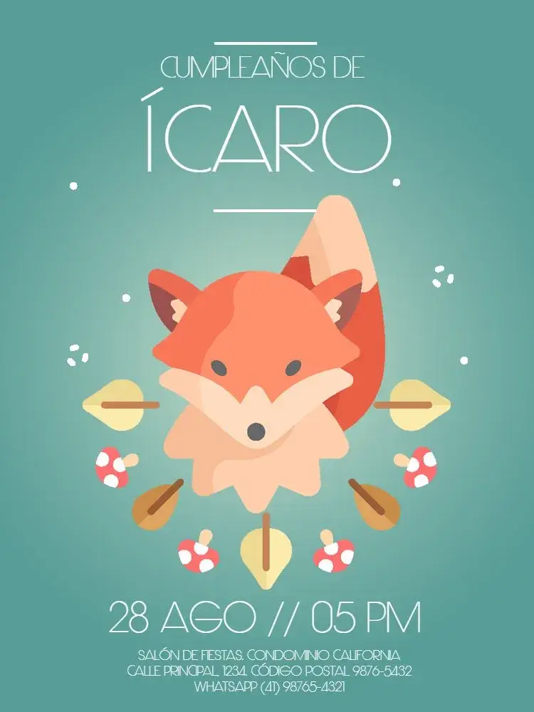 Invitación Zorrito Moderno Verde