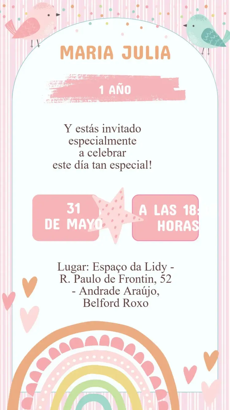 Invitación Cumpleaños Arco Iris