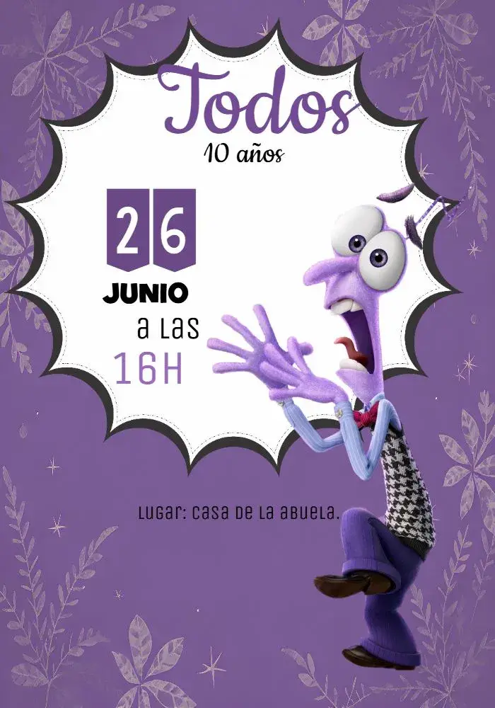 Invitación Miedo Divertida Mente Infantil