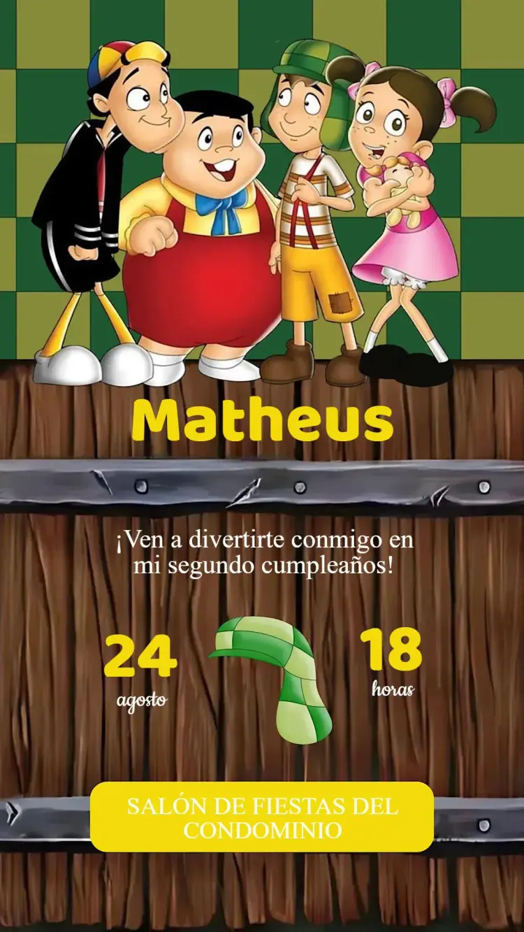 Invitación Cumpleaños La Vecindad del Chavo