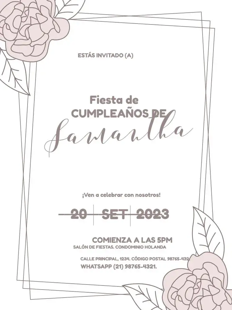 Invitación Para Niña Floral Femenino