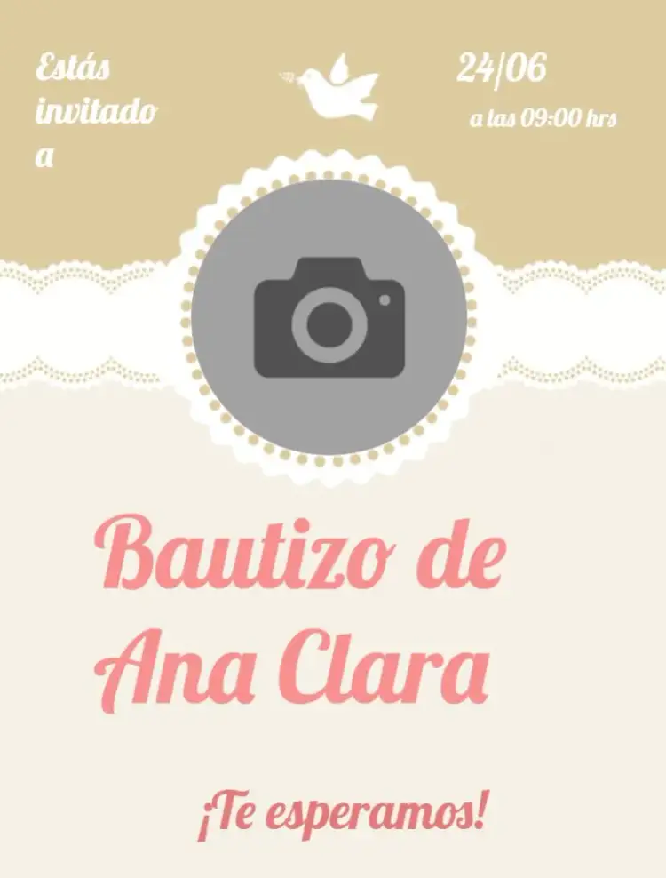 Invitación Bautizo Con Foto Bautismo – tema Bautismo delicado, religioso, pastel, floral, minimalista, moderno
