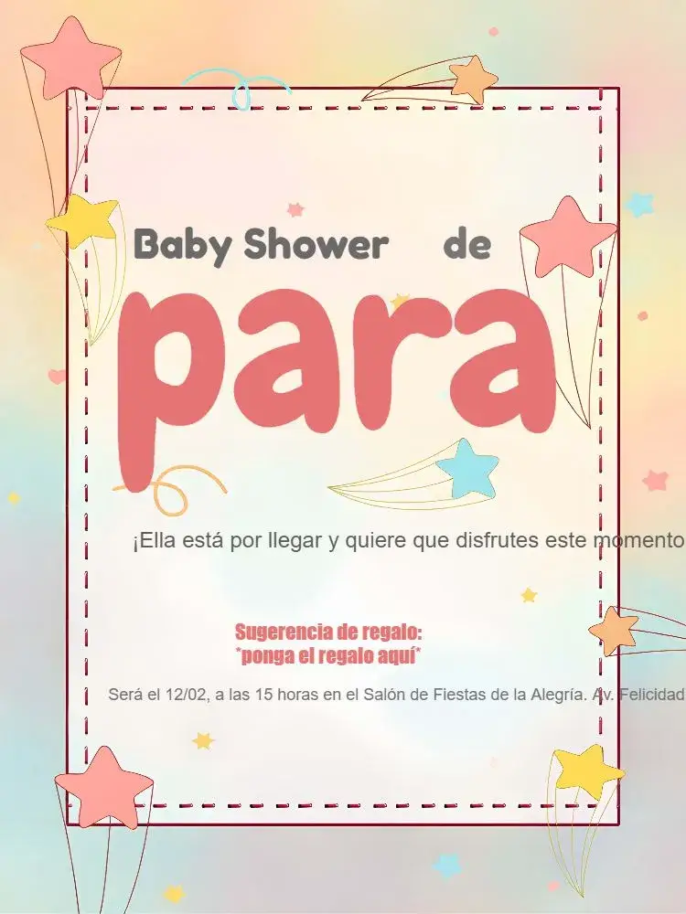 Invitación Baby Shower Estrellitas Rosa - Niña Infantil
