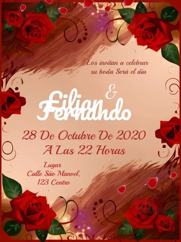 Invitación Boda Floral Roja – tema Boda floral, romántico, elegante, vibrante, moderno