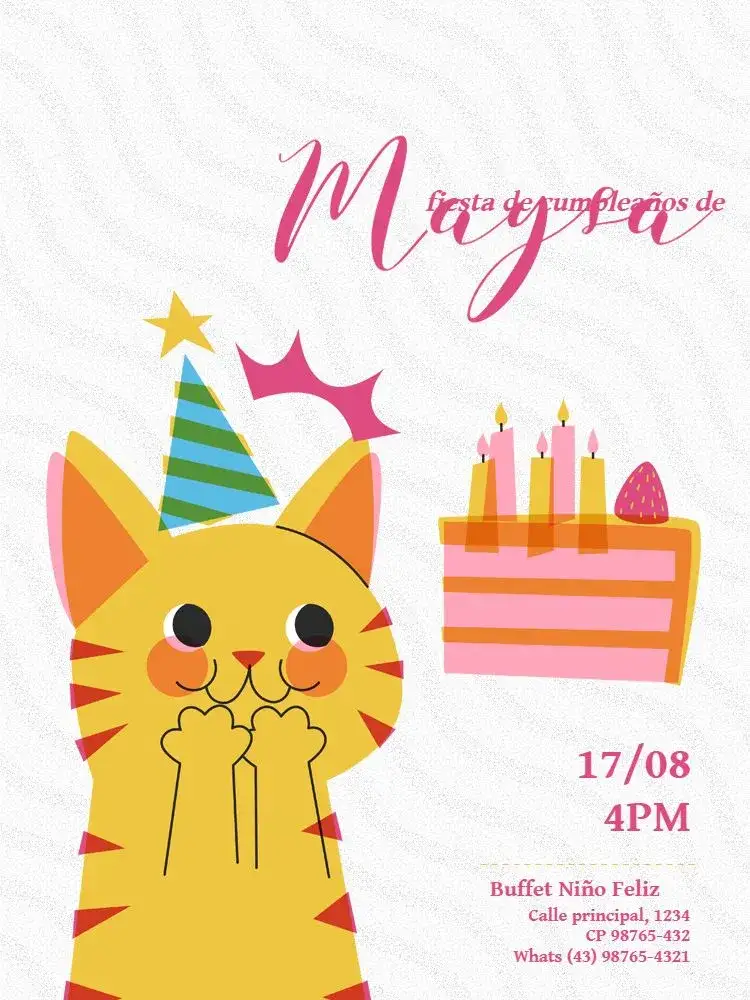 Invitación Lúdico Infantil Online – tema Cumpleaños Infantil lúdico, infantil, colores suaves, estilo moderno, elementos gráficos divertidos, animal