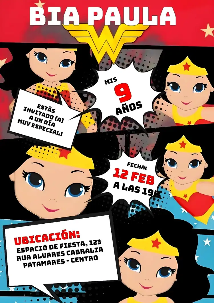 Invitación La Mujer Maravilla Cómics Liga