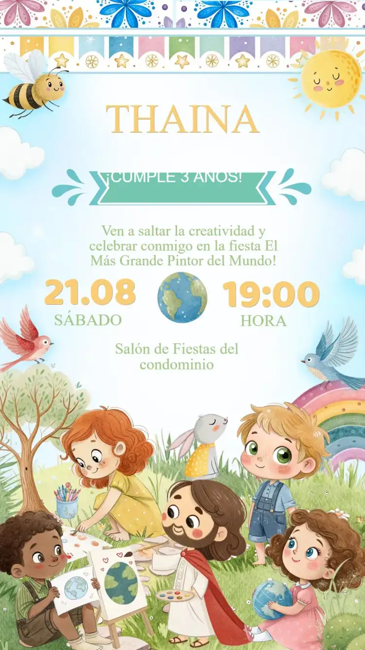 Invitación Cumpleaños Jesús y los Niños