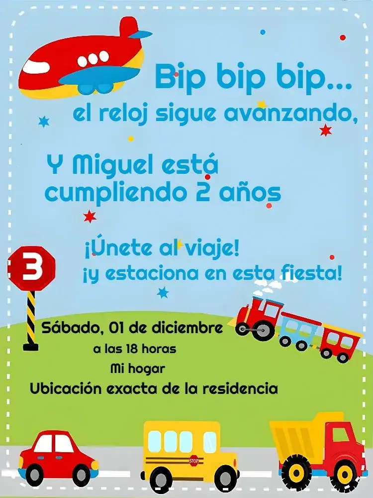 Invitación Medios De Transporte Avión