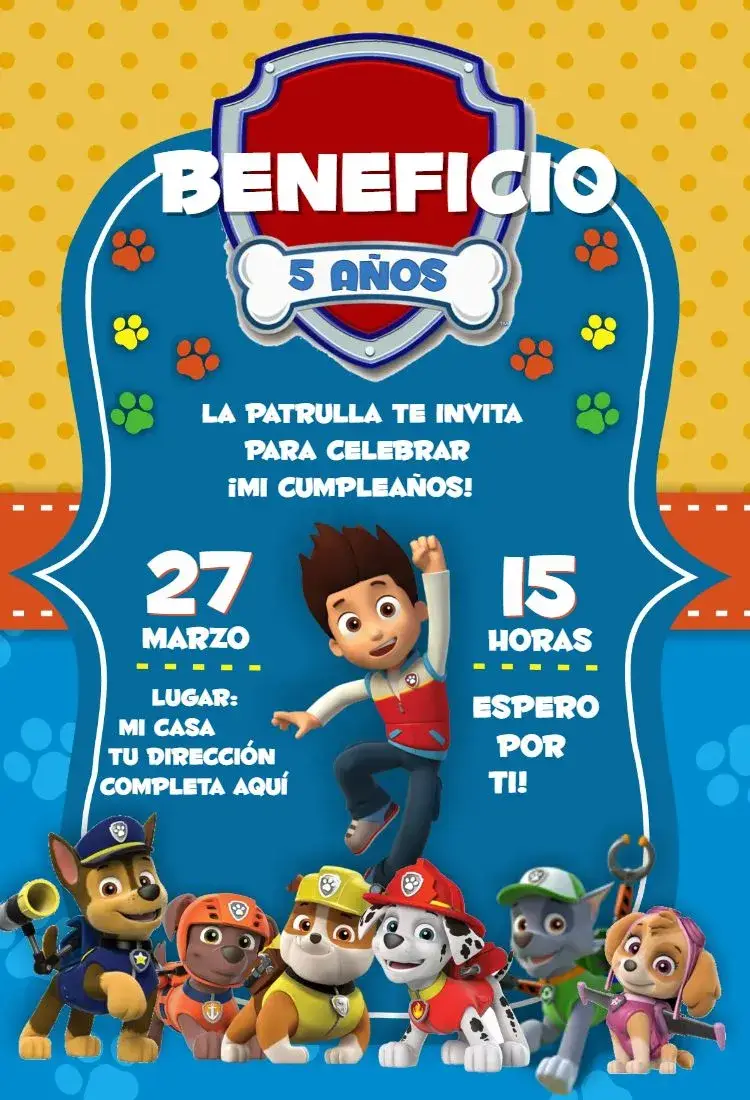 Invitación Patrulla Canina 1