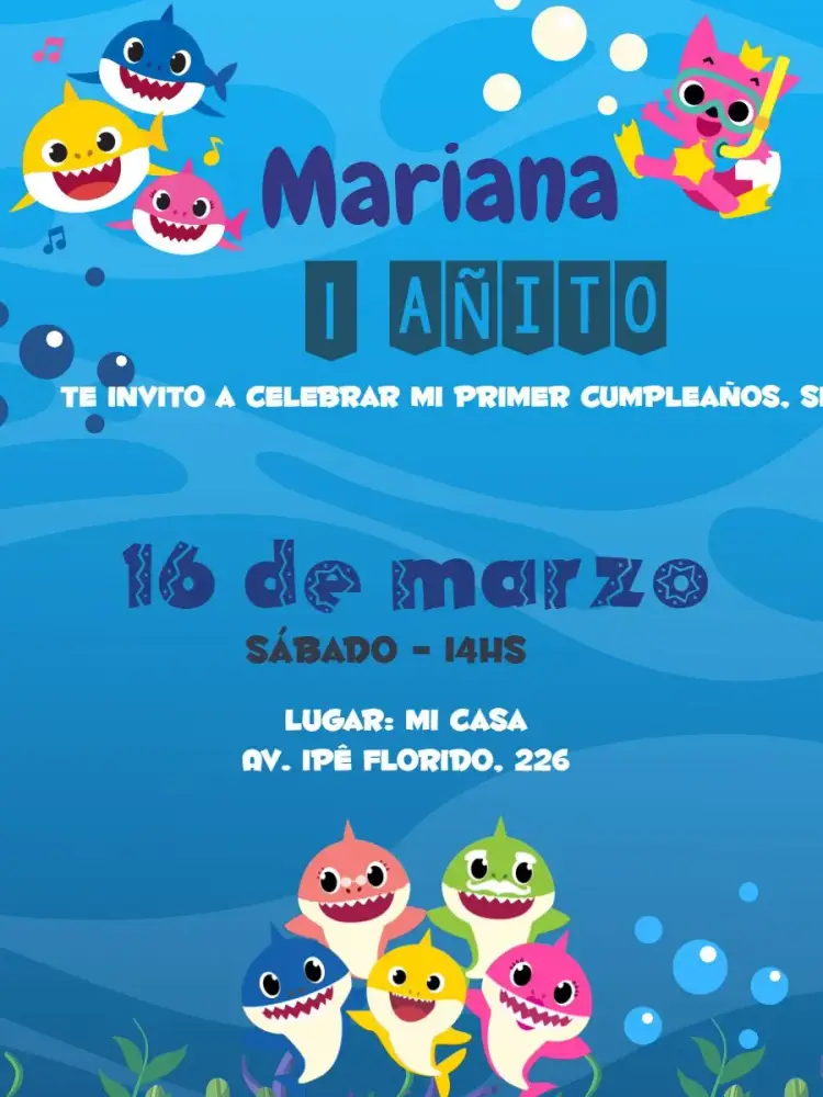 Invitación Baby Shark Infantil