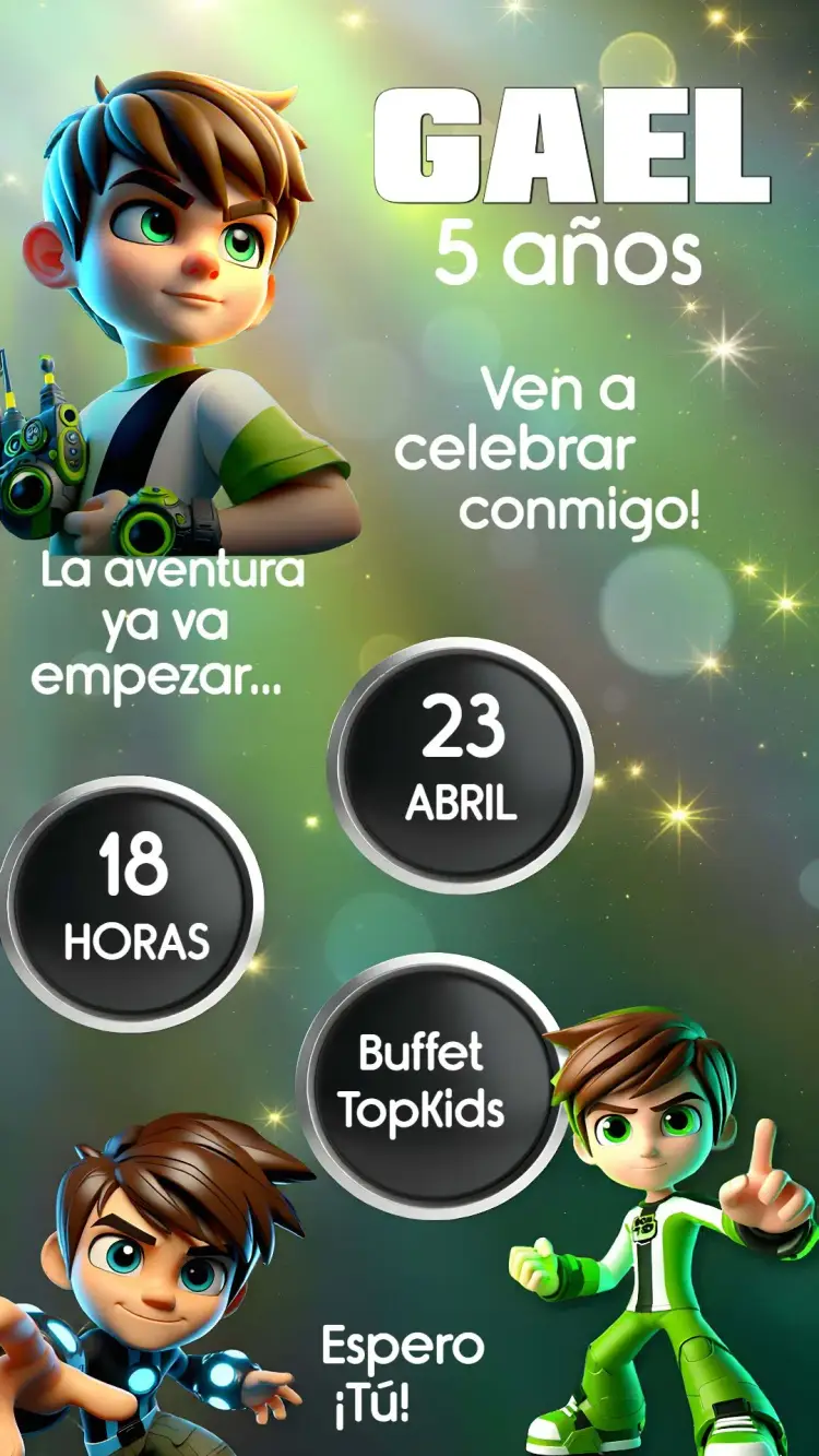 Invitación Ben 10 Infantil