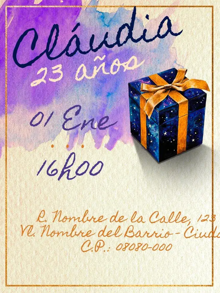 Invitación Femenino Virtual - Regalo Lila