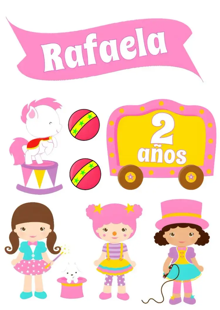 Invitación Topo De Pastel Circo Rosa Topper – tema Topper de torta circense, colorido, lúdico, divertido, feminino
